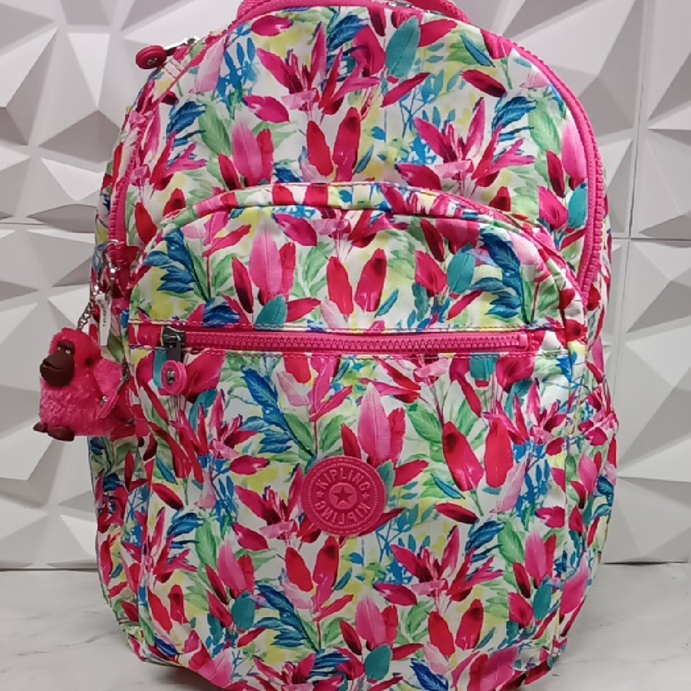 Kipling Women's Colorful Floral Backpack - Pink and Green